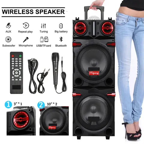Altoparlante Bluetooth portatile da 9000 W Sistema audio per bassi pesanti Party Dual10 "Subwoofer Led Light Altoparlante DJ ad alto volume ricaricabile