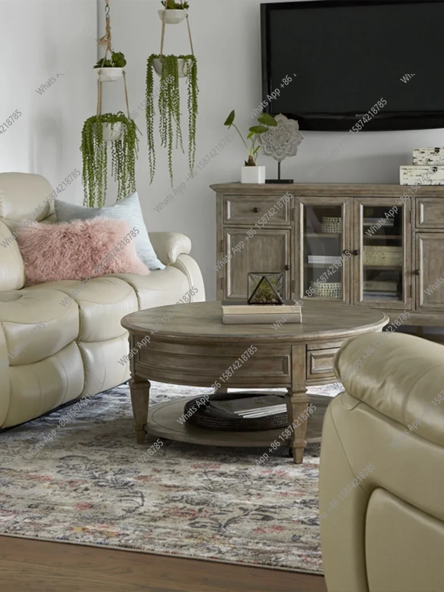 S American Rural Solid Wood Round Coffee Table Retro Round Tea Table Household Small Apartment Coffee Table Living Room Furnitur
S American Rural Solid Wood Round Coffee Table Retro Round Tea Table Household Small Apartment Coffee Table Living Room Furnitur