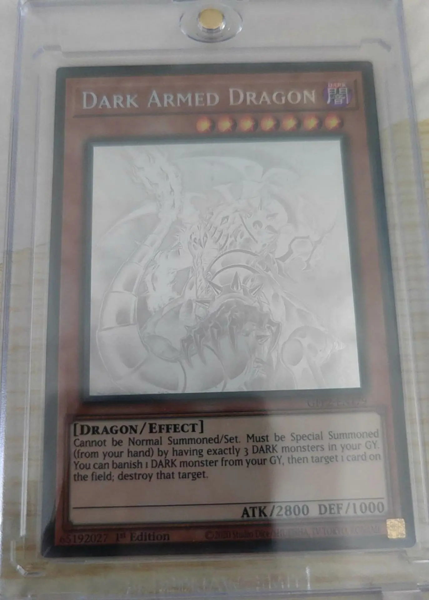 Yugioh KONAMI Дуэль Монстры GFP2-EN179 Темный вооруженный Дракон голографический привидение редкий 1-й выпуск коллекция английский TCG Мятная карта
Yugioh KONAMI Дуэль Монстры GFP2-EN179 Темный вооруженный Дракон голографический привидение редкий 1-й выпуск коллекция английский TCG Мятная карта