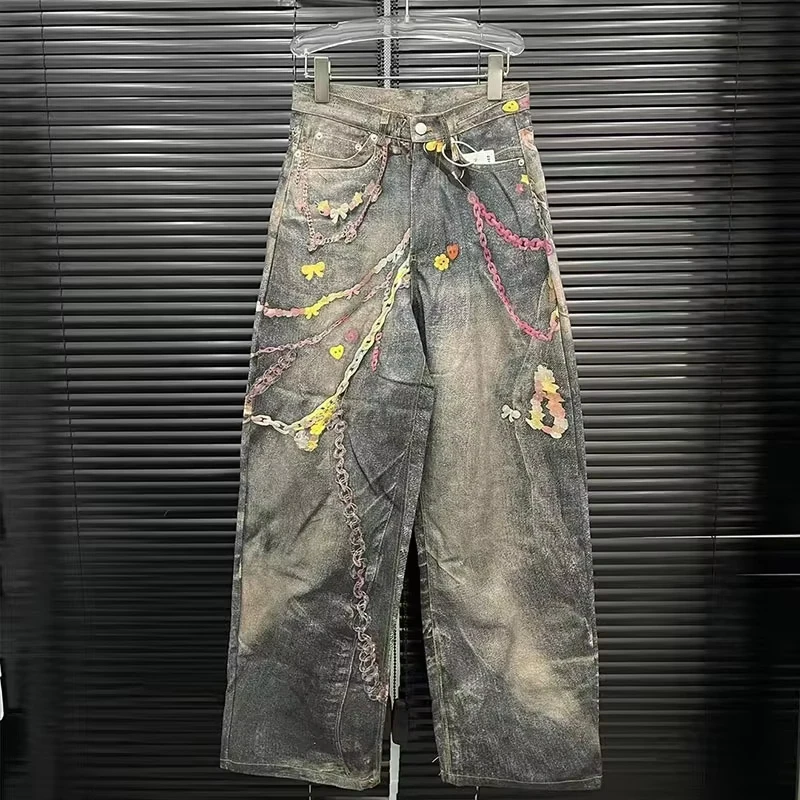 Fashion Women's 3D Chain Printed Contrast Color Jeans Niche Design High Waist Casual Denim Pants Female
Fashion Women's 3D Chain Printed Contrast Color Jeans Niche Design High Waist Casual Denim Pants Female