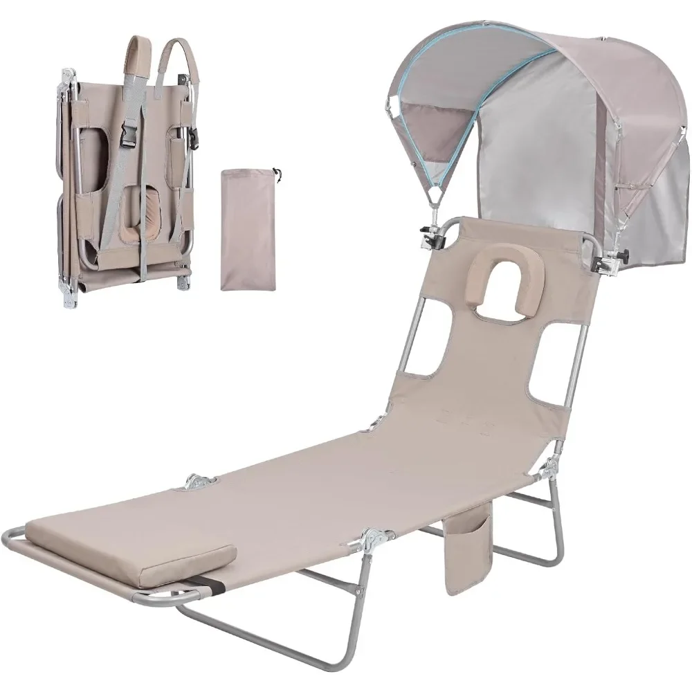 Backpack Beach Tanning Chair with Face Hole Sun Canopy Umbrella, Folding Lounge Chair Reclining
Backpack Beach Tanning Chair with Face Hole Sun Canopy Umbrella, Folding Lounge Chair Reclining