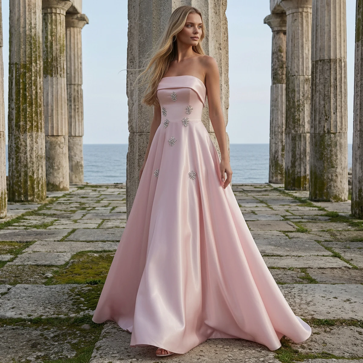 Luxury Hand Beaded Crystal Evening Gown For Women Formal Long Satin Birthday Party Gown Strapless Prom Dresses For Women 2026
Luxury Hand Beaded Crystal Evening Gown For Women Formal Long Satin Birthday Party Gown Strapless Prom Dresses For Women 2026