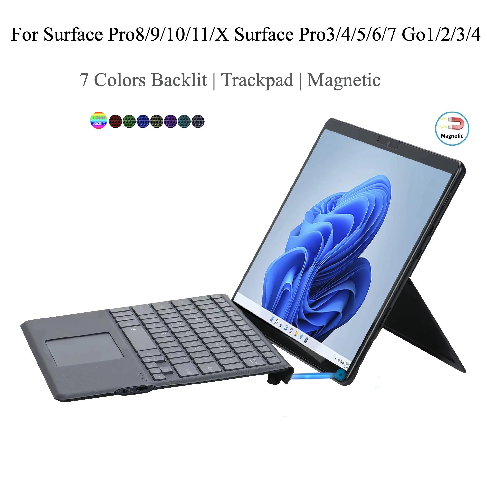 Клавиатура с магнитной подсветкой для Microsoft Surface Pro8/9/10/11/X, Bluetooth-клавиатура для Surface Pro3 4 5 6 7 Surface Go1/2/3/4
Клавиатура с магнитной подсветкой для Microsoft Surface Pro8/9/10/11/X, Bluetooth-клавиатура для Surface Pro3 4 5 6 7 Surface Go1/2/3/4