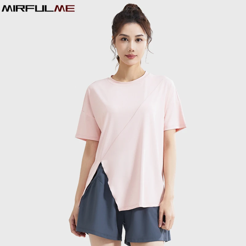 Summer Women Loose Yoga Shirts Short Sleeves Sport T-Shirt Forked Hem Running Shirts Quick Dry Gym Fitness Tee Top Blouse Female
Summer Women Loose Yoga Shirts Short Sleeves Sport T-Shirt Forked Hem Running Shirts Quick Dry Gym Fitness Tee Top Blouse Female