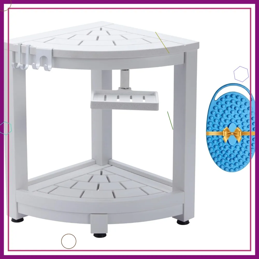 Corner Shower Stool with Soap Dish and Razor Holder, Adjustable Anti-Slip Feet, Waterproof White Bench for Bathroom
Corner Shower Stool with Soap Dish and Razor Holder, Adjustable Anti-Slip Feet, Waterproof White Bench for Bathroom