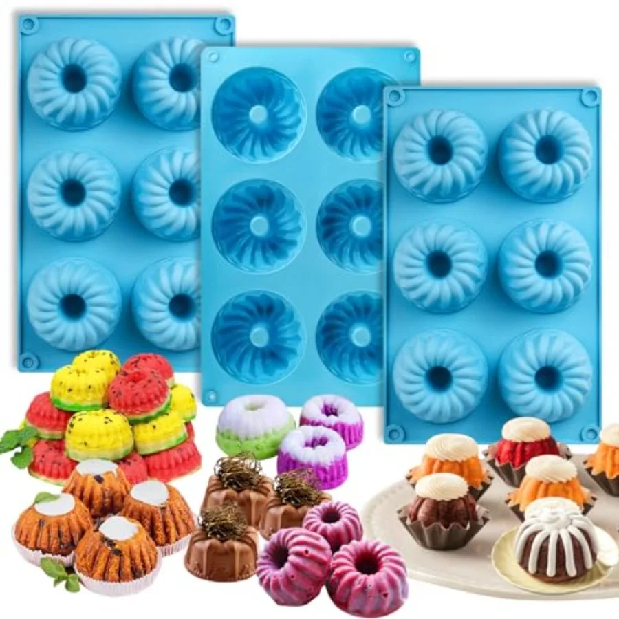 3PCS 6-Cavity Mini Fluted Tube Pan Silicone Non-Stick Multi-Cavity small Cake Baking Pan, mini moldes para chocoflan
3PCS 6-Cavity Mini Fluted Tube Pan Silicone Non-Stick Multi-Cavity small Cake Baking Pan, mini moldes para chocoflan