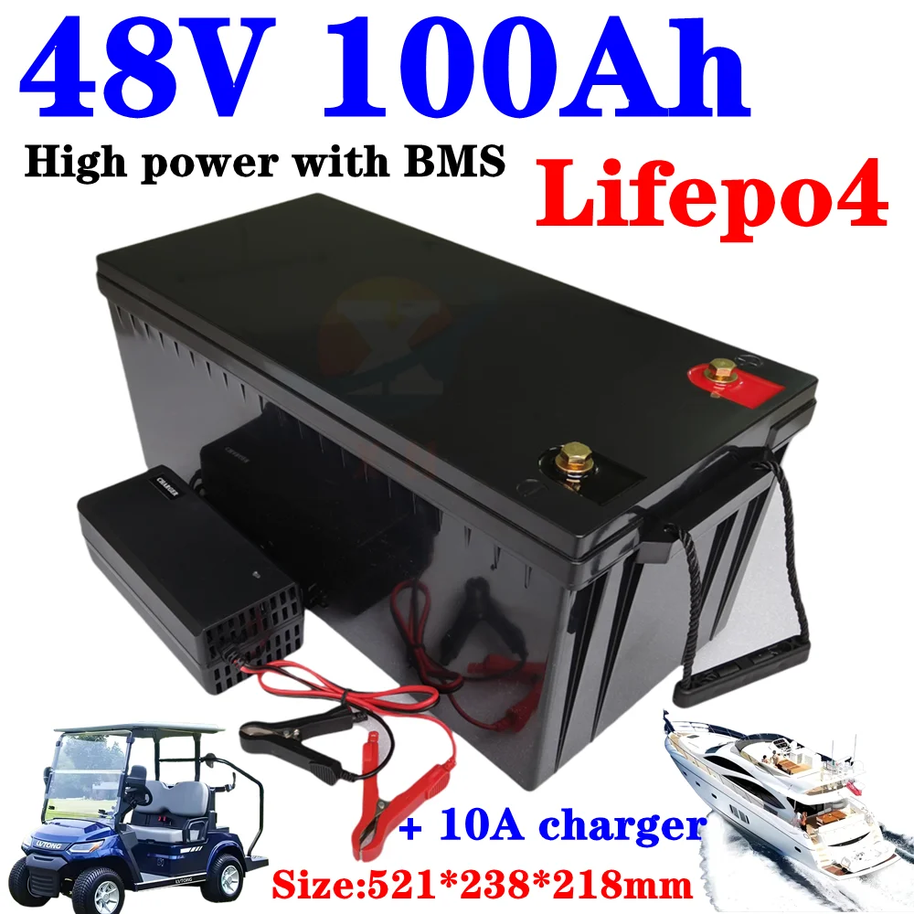 lithium 48v 100AH lifepo4 battery with BMS for tricycle golf cart inverter Solar energy storage scooter + 10A charger
lithium 48v 100AH lifepo4 battery with BMS for tricycle golf cart inverter Solar energy storage scooter + 10A charger