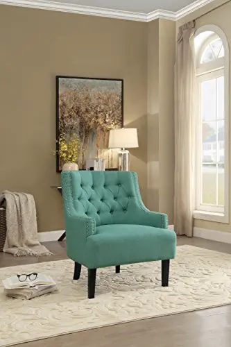 Teal Chenille Tufted Accent Chair With Sloped Armrests, Nailhead Accents, And Solid Wood Legs For Living Room Or Bedroom
Teal Chenille Tufted Accent Chair With Sloped Armrests, Nailhead Accents, And Solid Wood Legs For Living Room Or Bedroom