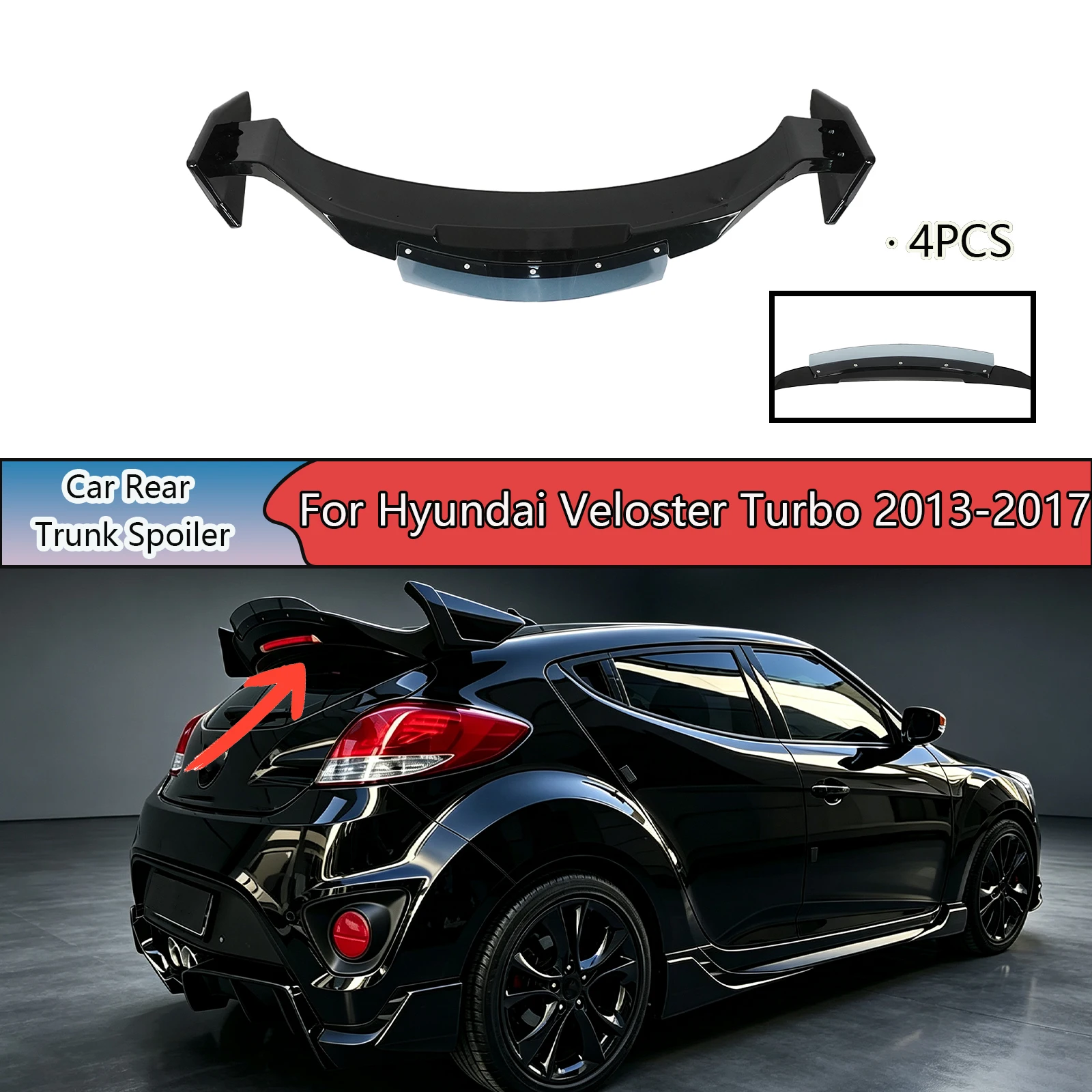 For Hyundai Veloster Turbo 2013-2017 Car Rear Trunk Spoiler Wings Auto Accessories ABS Plastic Body Kit Matte/Glossy Black 4PCS
For Hyundai Veloster Turbo 2013-2017 Car Rear Trunk Spoiler Wings Auto Accessories ABS Plastic Body Kit Matte/Glossy Black 4PCS