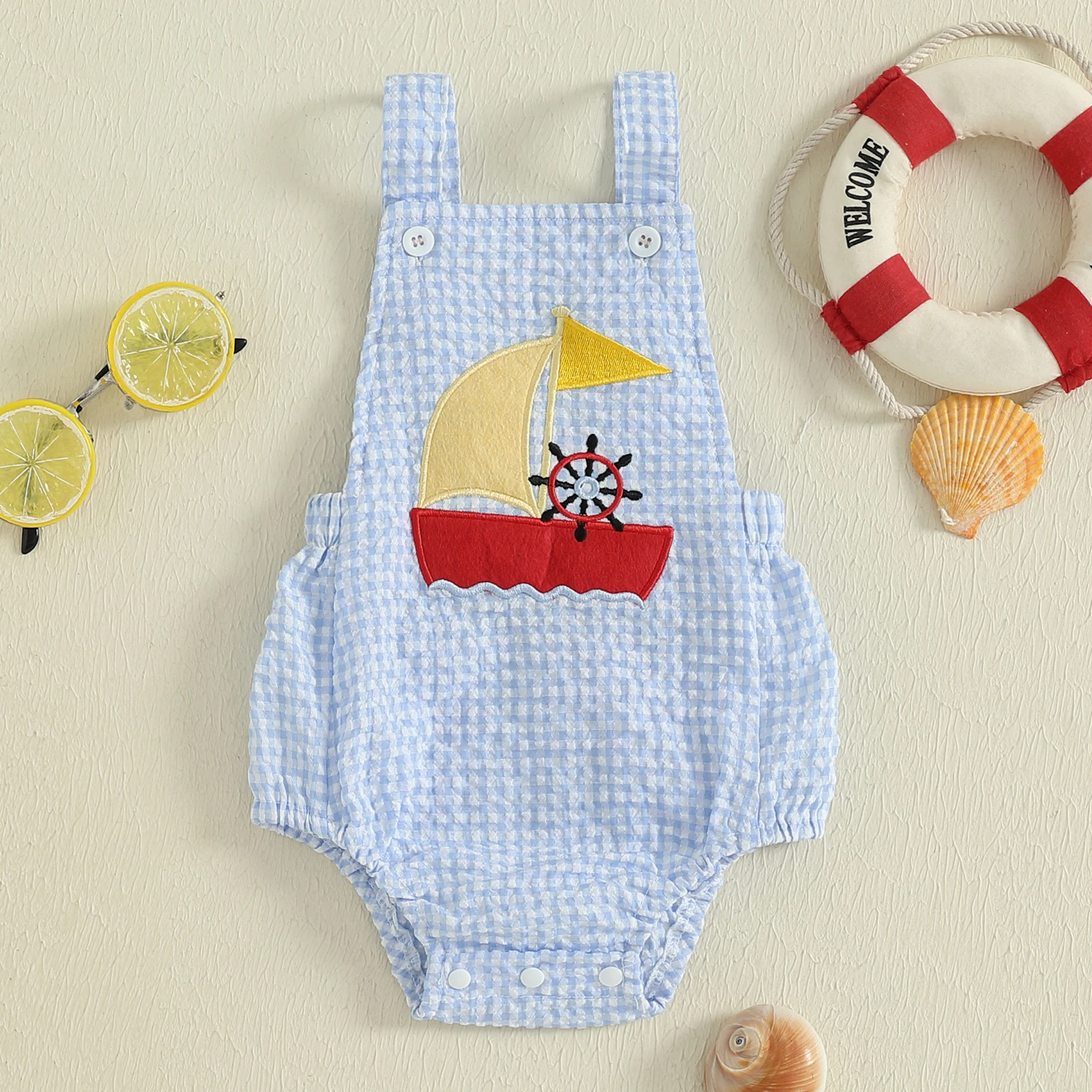 Lioraitiin Baby Boys Rompers Sailboat Embroidered Plaid Buttons Sleeveless Summer Clothes Bodysuits Jumpsuits
Lioraitiin Baby Boys Rompers Sailboat Embroidered Plaid Buttons Sleeveless Summer Clothes Bodysuits Jumpsuits