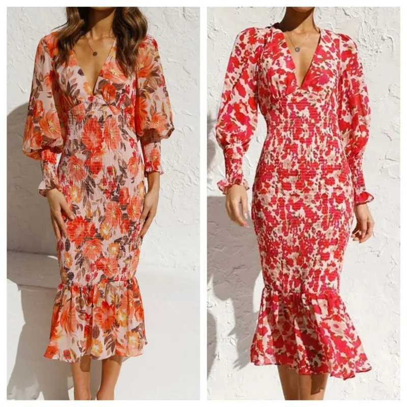 Summer 2025 Floral V-neck Women's Dress with Lantern Sleeves Elegant and Stylish Party Evening Dress Vestidos De Noche Juveniles
Summer 2025 Floral V-neck Women's Dress with Lantern Sleeves Elegant and Stylish Party Evening Dress Vestidos De Noche Juveniles