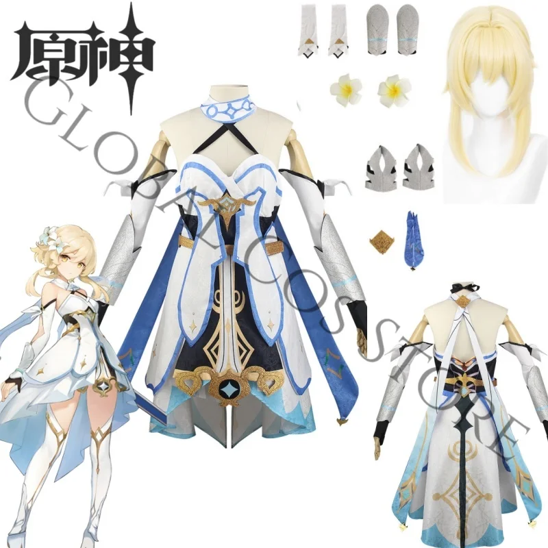 Game Character Lumine Cosplay Costumes Genshin Impact Wig Headress White Dress and Props Set for Halloween Comic Con Roleplay
Game Character Lumine Cosplay Costumes Genshin Impact Wig Headress White Dress and Props Set for Halloween Comic Con Roleplay