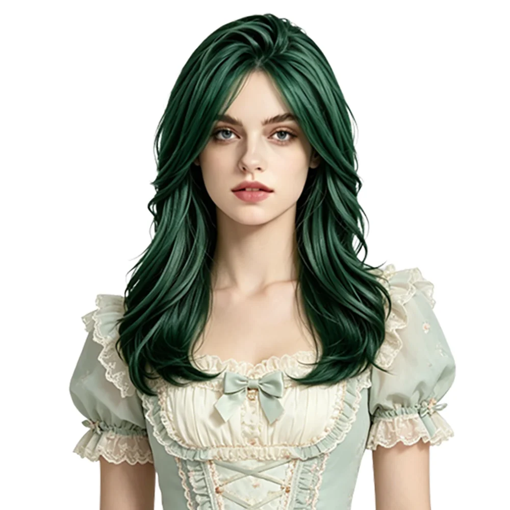Dark Green Wig 19 Inch Long Wavy Wig Natural Layered Heat Resistant Synthetic Wig For Women Cosplay Halloween Party Daily Use
Dark Green Wig 19 Inch Long Wavy Wig Natural Layered Heat Resistant Synthetic Wig For Women Cosplay Halloween Party Daily Use