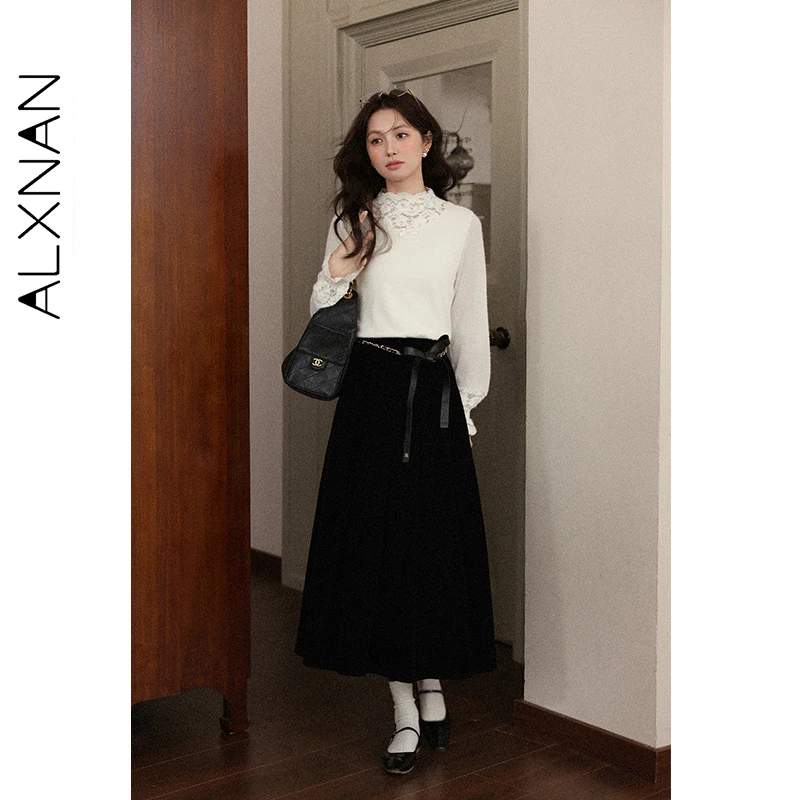 ALXNAN вязаный свитер с высоким воротом и длинными рукавами, кружевной лоскутный декор с бантом, новый осенний облегающий элегантный универсальный топ L57826
ALXNAN вязаный свитер с высоким воротом и длинными рукавами, кружевной лоскутный декор с бантом, новый осенний облегающий элегантный универсальный топ L57826