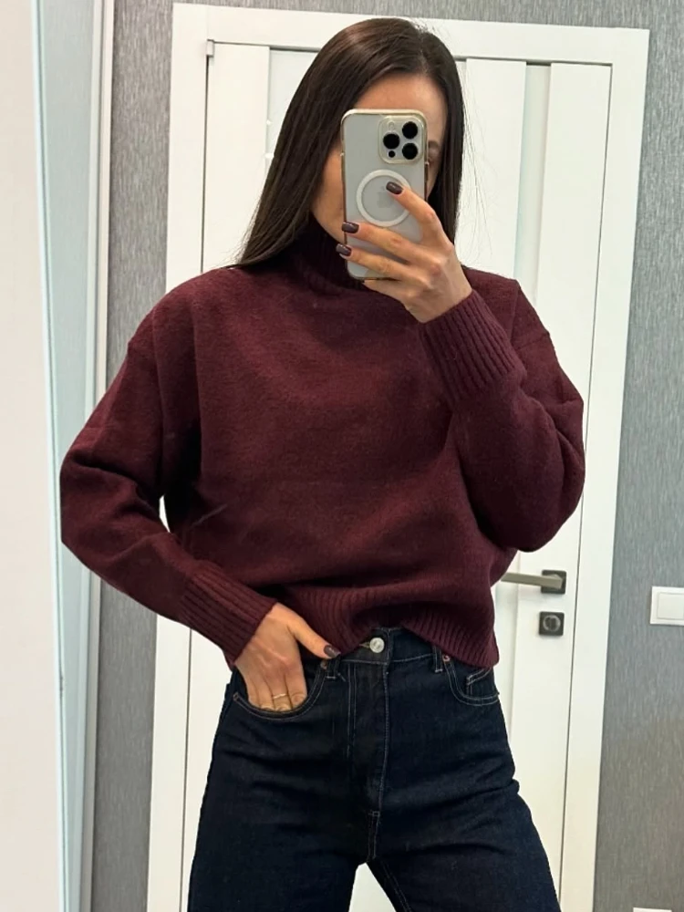 ZBZA Woman's Soft Basic Knit Sweater Long Sleeve High Collar Loose All-match Knitted Pullover Autumn Winter Female Chic Knitwear
ZBZA Woman's Soft Basic Knit Sweater Long Sleeve High Collar Loose All-match Knitted Pullover Autumn Winter Female Chic Knitwear