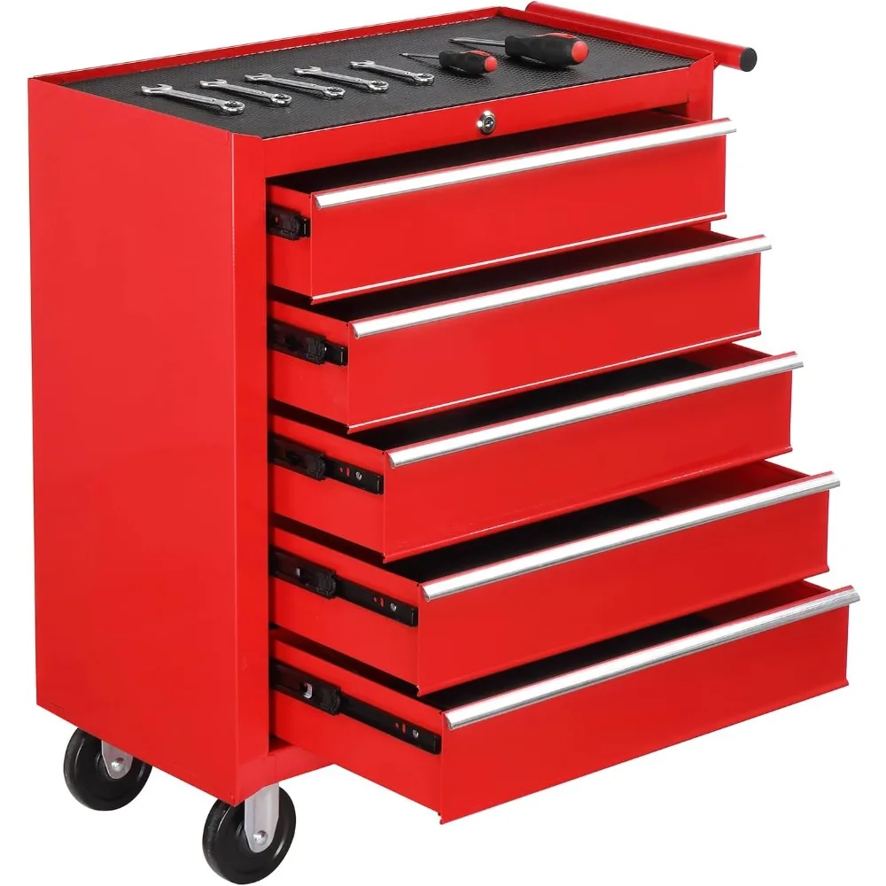 5-Drawer Rolling Tool Chest w/Drawers & Lock, Tool Storage Cabinet with Lockable Wheels, Top Cushion & Drawer Liners, Tool Orga
5-Drawer Rolling Tool Chest w/Drawers & Lock, Tool Storage Cabinet with Lockable Wheels, Top Cushion & Drawer Liners, Tool Orga
