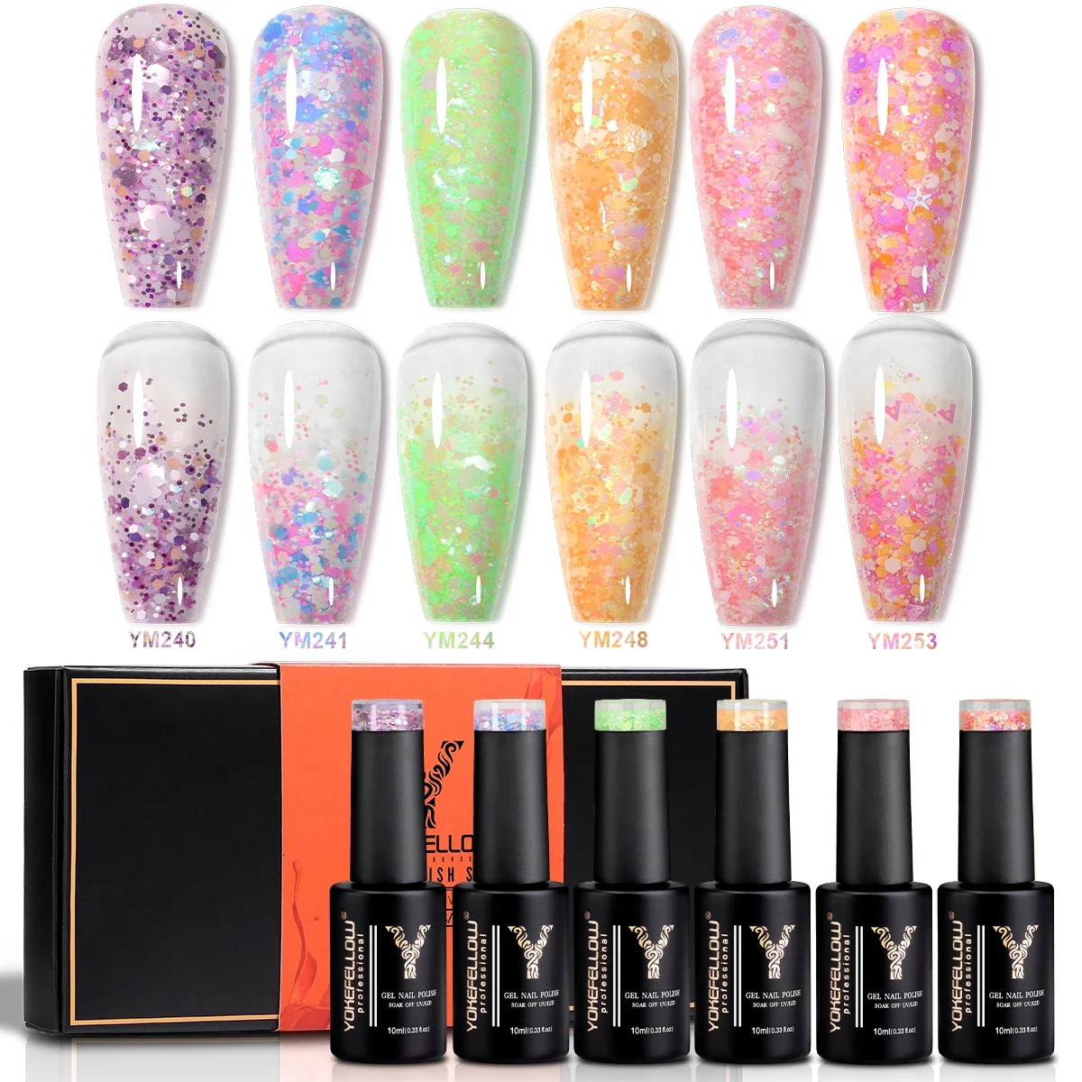 YOKEFELLOW 6Pcs Gel Nail Polish Set 10ML Summer Glitter Gel Polish Macaron Rainbow Colors 2024 Gel Polish Kit Trendy Nail Art
YOKEFELLOW 6Pcs Gel Nail Polish Set 10ML Summer Glitter Gel Polish Macaron Rainbow Colors 2024 Gel Polish Kit Trendy Nail Art