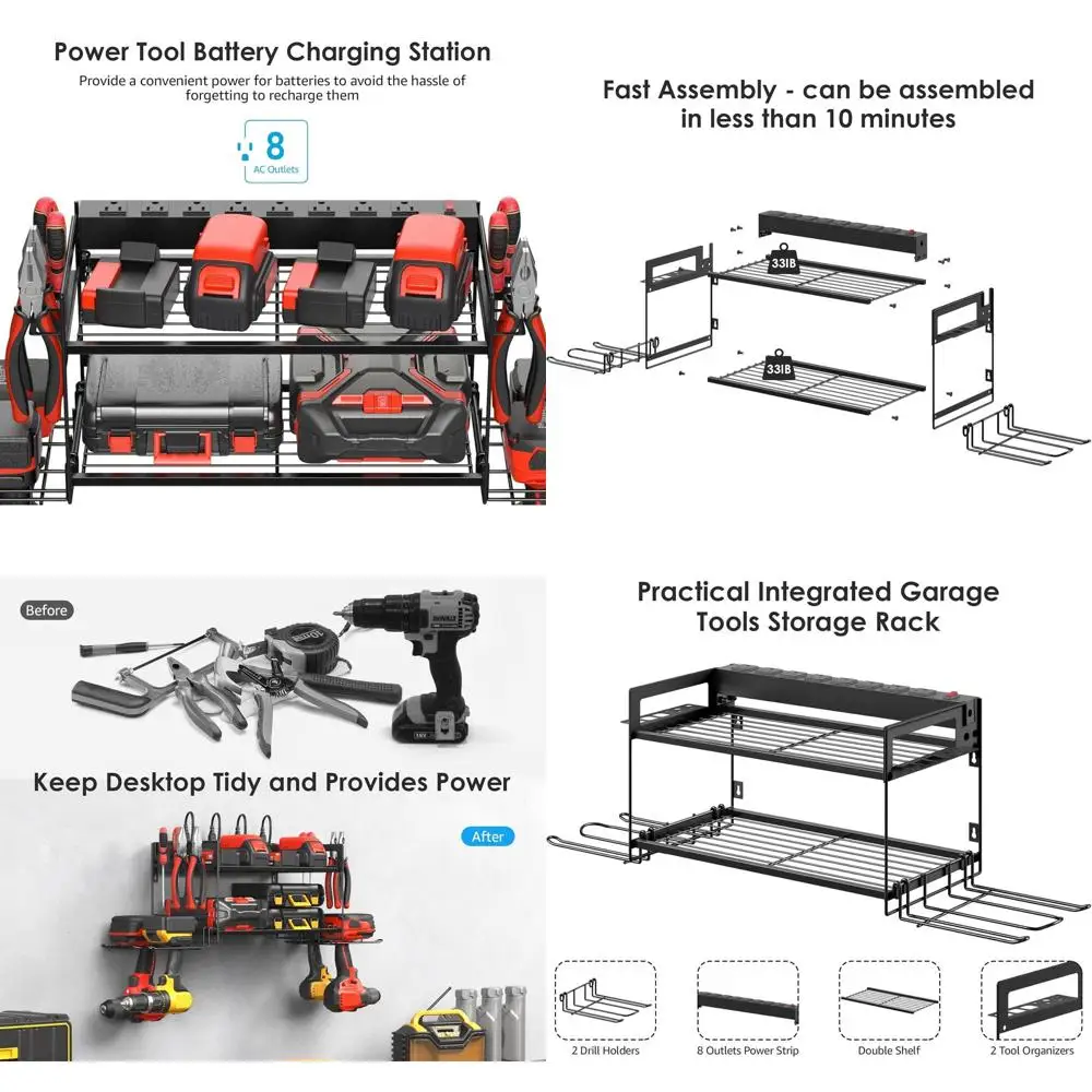 Хранение гаражных инструментов CCCEI с зарядной станцией. Универсальный органайзер для аккумуляторов электроинструмента с удлинителем. Держатель для 4-сверл Wa
Хранение гаражных инструментов CCCEI с зарядной станцией. Универсальный органайзер для аккумуляторов электроинструмента с удлинителем. Держатель для 4-сверл Wa