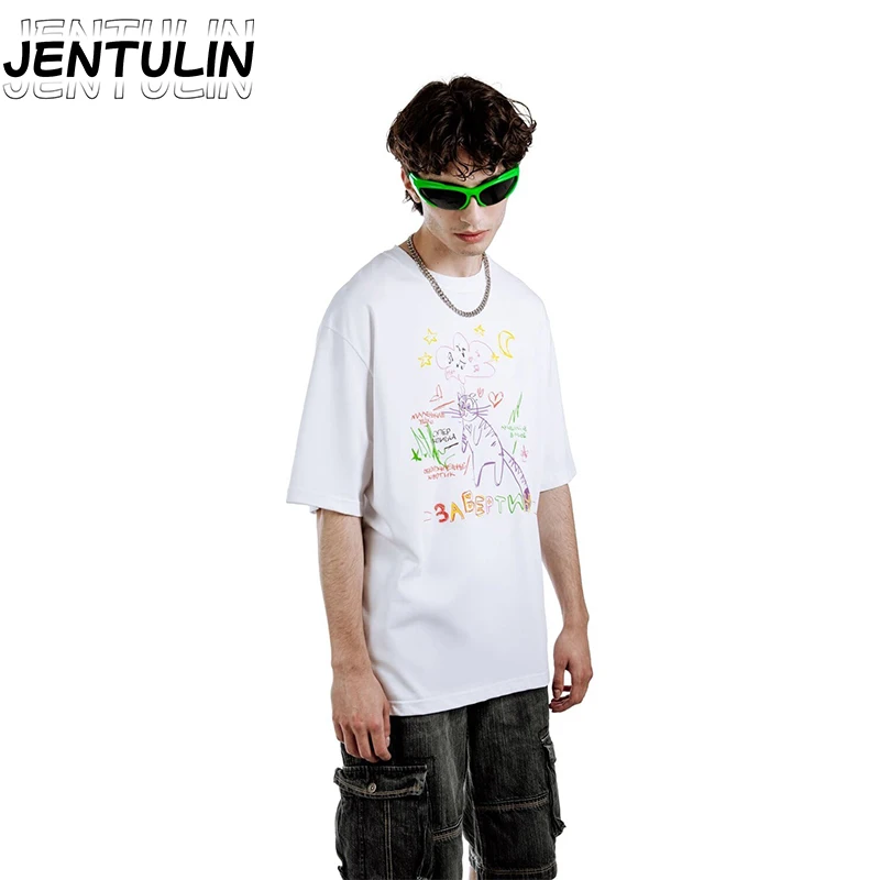 Punk Hip Hop Men Short Sleeved T-shirt Harajuku Oversized Pure Cotton Cartoon Cute cat Printed Tee Y2K Women Loose Casual Top
Punk Hip Hop Men Short Sleeved T-shirt Harajuku Oversized Pure Cotton Cartoon Cute cat Printed Tee Y2K Women Loose Casual Top