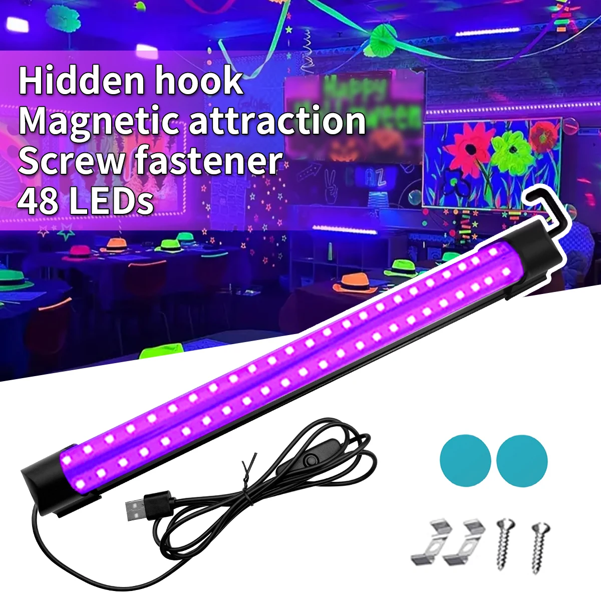 10W with concealed hooks black light tube, 48 light bulbs, ultraviolet black light curing lamp, Halloween fluorescent lamp
10W with concealed hooks black light tube, 48 light bulbs, ultraviolet black light curing lamp, Halloween fluorescent lamp