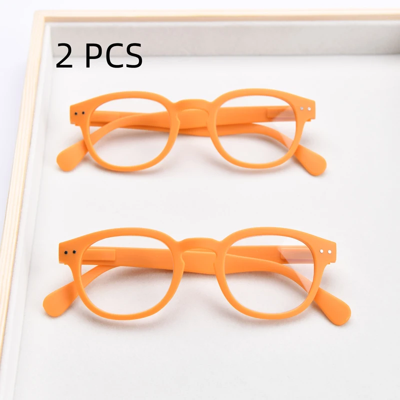 2PCS Suit Reading Glasses Round Men Women Classic Retro Eyeglasses Frame Vintage Simple Style Orange Blue Frame Fashion Fake Eye
2PCS Suit Reading Glasses Round Men Women Classic Retro Eyeglasses Frame Vintage Simple Style Orange Blue Frame Fashion Fake Eye