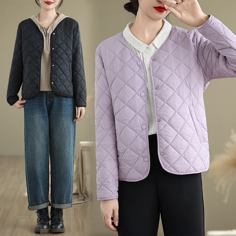 Winter Cotton Linen Jaet Slimming Loose Fit Thin Women's Innerwear Outerwear Diamond Pattern Pure Color Versatile Outerwear
Winter Cotton Linen Jaet Slimming Loose Fit Thin Women's Innerwear Outerwear Diamond Pattern Pure Color Versatile Outerwear