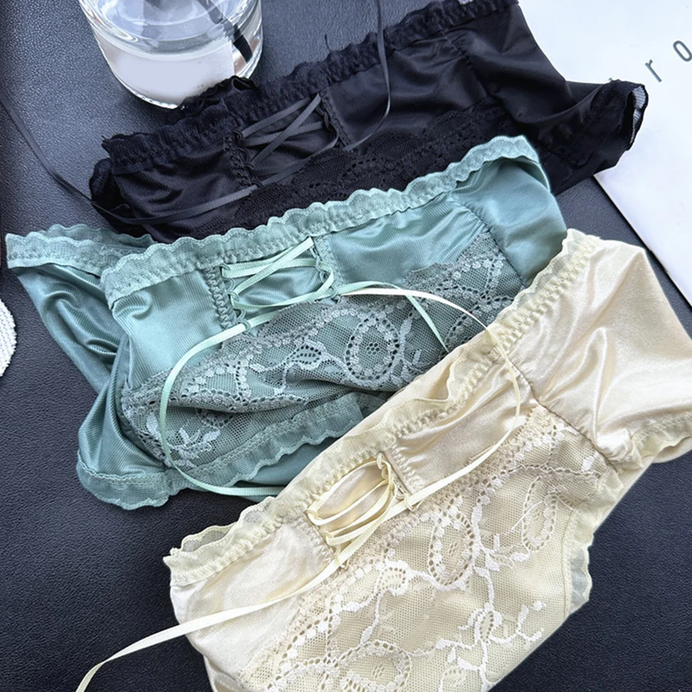 Womens Shiny Ice Silk Mesh Splicing Women Secret Clothes Lace Up MidWaist PantiesThin Strap Lace Women's Panties Erotic Lingerie
Womens Shiny Ice Silk Mesh Splicing Women Secret Clothes Lace Up MidWaist PantiesThin Strap Lace Women's Panties Erotic Lingerie
