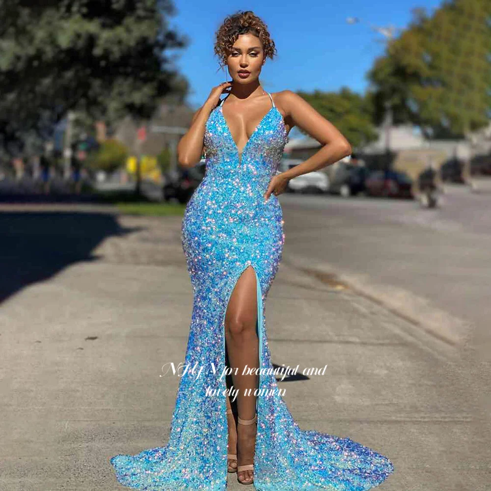 NFYN Sequins Prom Gown Lace Up Back Prom Dress Glitter Mermaid Evening Dresses for Woman with Side Slit Customized
NFYN Sequins Prom Gown Lace Up Back Prom Dress Glitter Mermaid Evening Dresses for Woman with Side Slit Customized