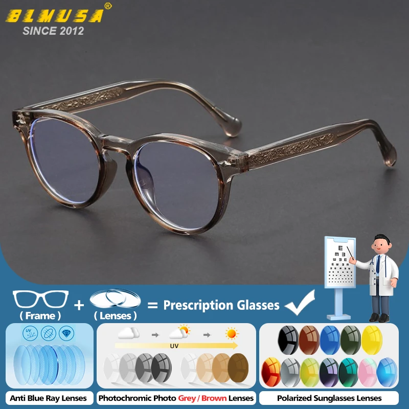 BLMUSA Anti Blue Light Photochromic Prescription Glasses Retro Round Myopia Optical Eyeware Men Progressive Computer Eyeglasses
BLMUSA Anti Blue Light Photochromic Prescription Glasses Retro Round Myopia Optical Eyeware Men Progressive Computer Eyeglasses