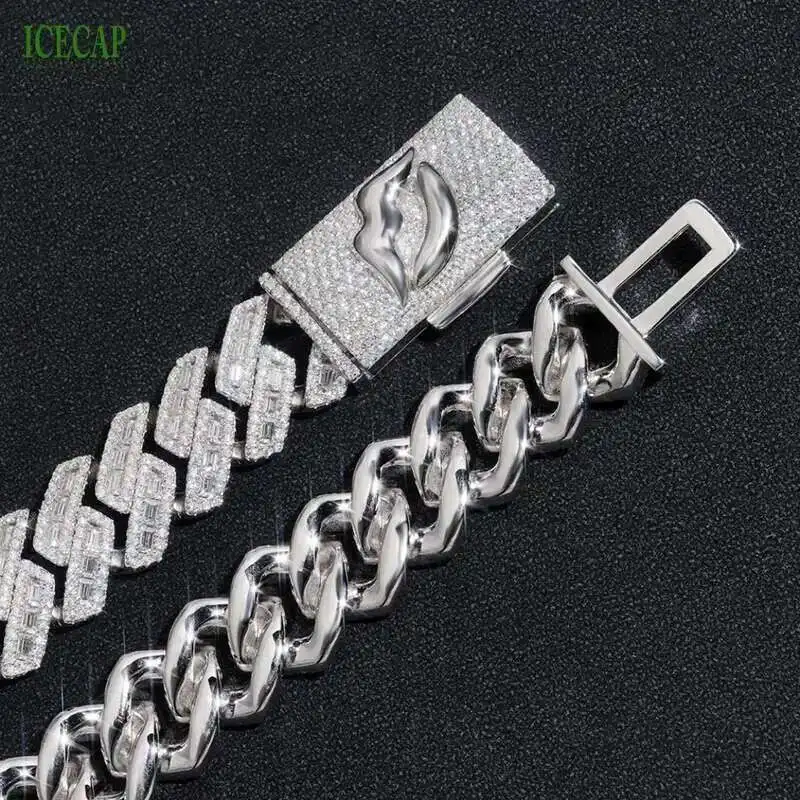 Pass the Diamond Test Cuban Link Chain 925 Sterling Silver Chain 18mm White Gold Iced Out Vvs Moissanite Necklace for Men
Pass the Diamond Test Cuban Link Chain 925 Sterling Silver Chain 18mm White Gold Iced Out Vvs Moissanite Necklace for Men