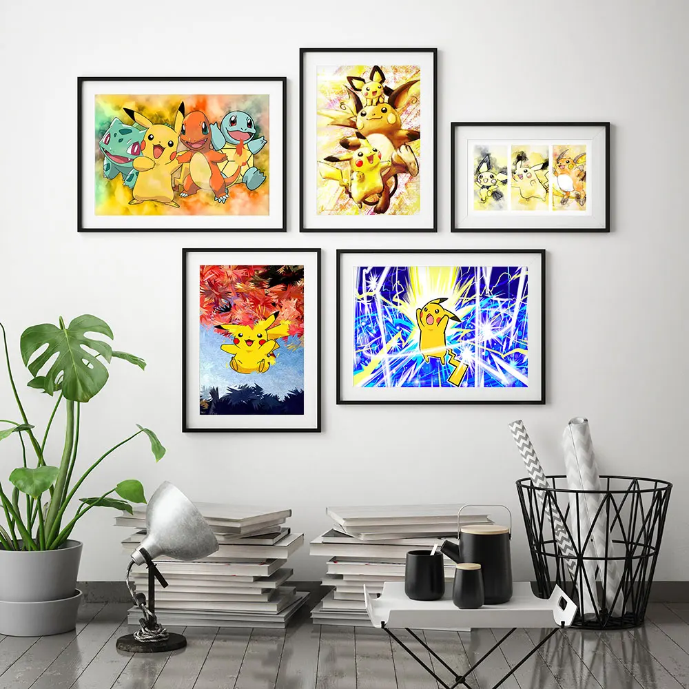 Anime Pokemon Peripherals Posters Pikachu Charmander Kawaii Picture Art Wall Water Colours Canvas Painting Gifts for Baby Kids
Anime Pokemon Peripherals Posters Pikachu Charmander Kawaii Picture Art Wall Water Colours Canvas Painting Gifts for Baby Kids