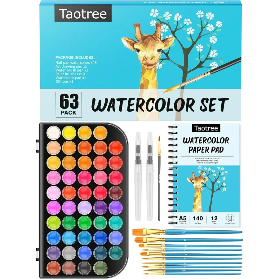 48 цветов, набор акварельных красок с 10 кистями, кистью, ручками, палитрой блокнот для рисования и художественные принадлежности для творческой живописи, идеально подходит для Te
48 цветов, набор акварельных красок с 10 кистями, кистью, ручками, палитрой блокнот для рисования и художественные принадлежности для творческой живописи, идеально подходит для Te