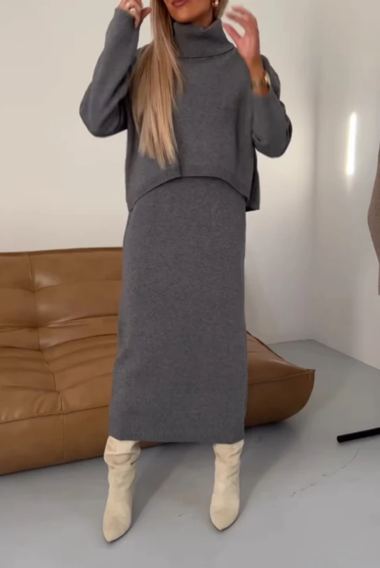 Women's fashion casual lazy style knitted sweater elegant half skirt two-piece set 2024 autumn/winter new women's clothing
Women's fashion casual lazy style knitted sweater elegant half skirt two-piece set 2024 autumn/winter new women's clothing