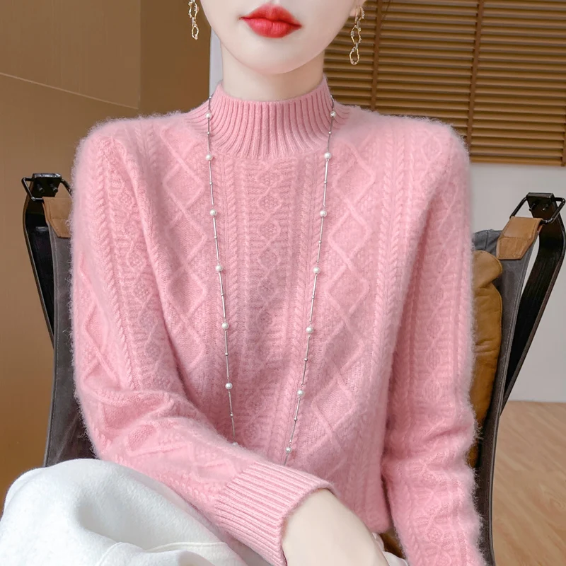 Soft 100% Merino Wool Knit Mock Neck Sweater Cashmere Pullover Long Sleeves Solid Color Fashion Warm Soft Women's Clothing Top
Soft 100% Merino Wool Knit Mock Neck Sweater Cashmere Pullover Long Sleeves Solid Color Fashion Warm Soft Women's Clothing Top