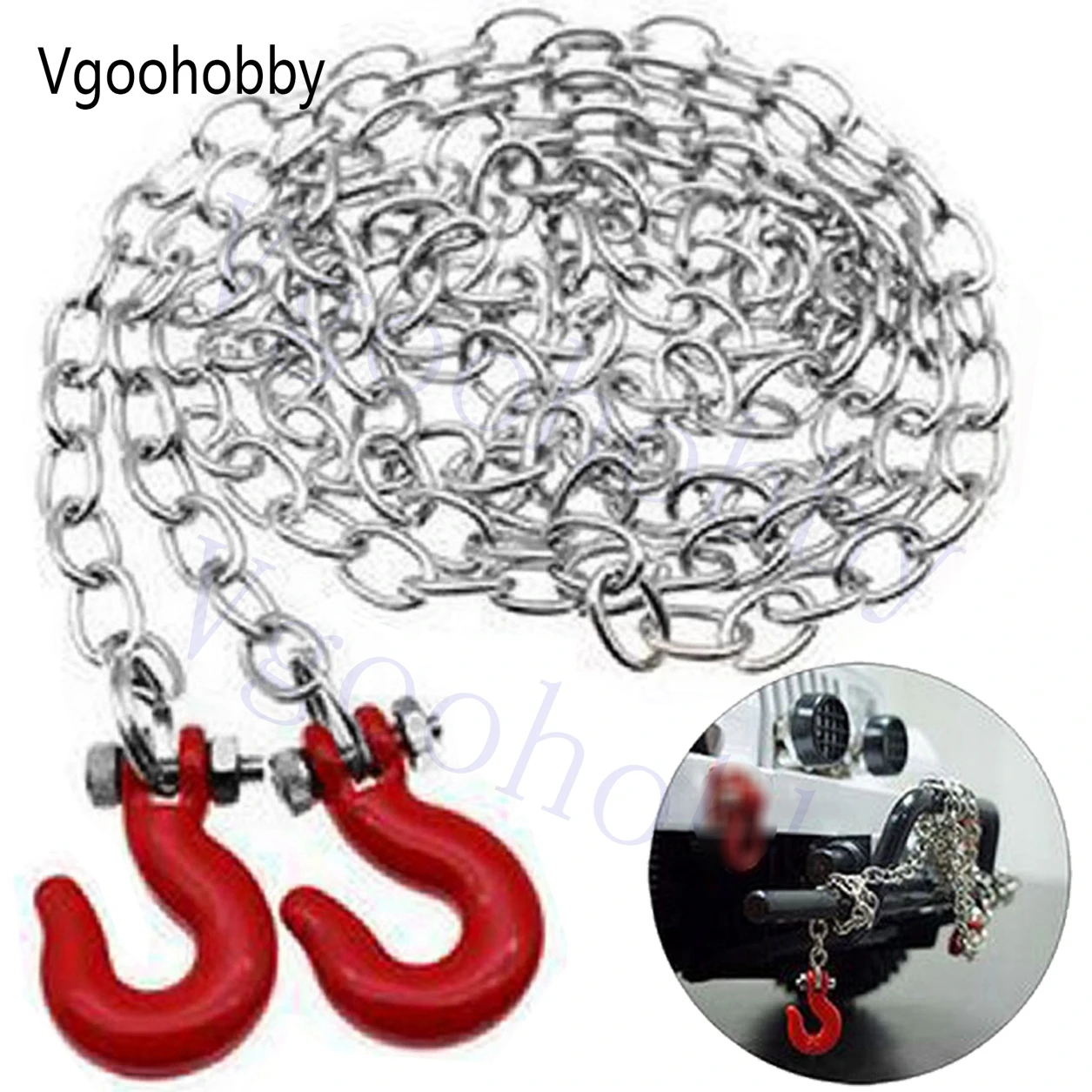 Mini Metal Trailer Hook & Chain Compatible with 1/10 RC4WD D90 Axial SCX10 RC Crawler Car Truck
Mini Metal Trailer Hook & Chain Compatible with 1/10 RC4WD D90 Axial SCX10 RC Crawler Car Truck