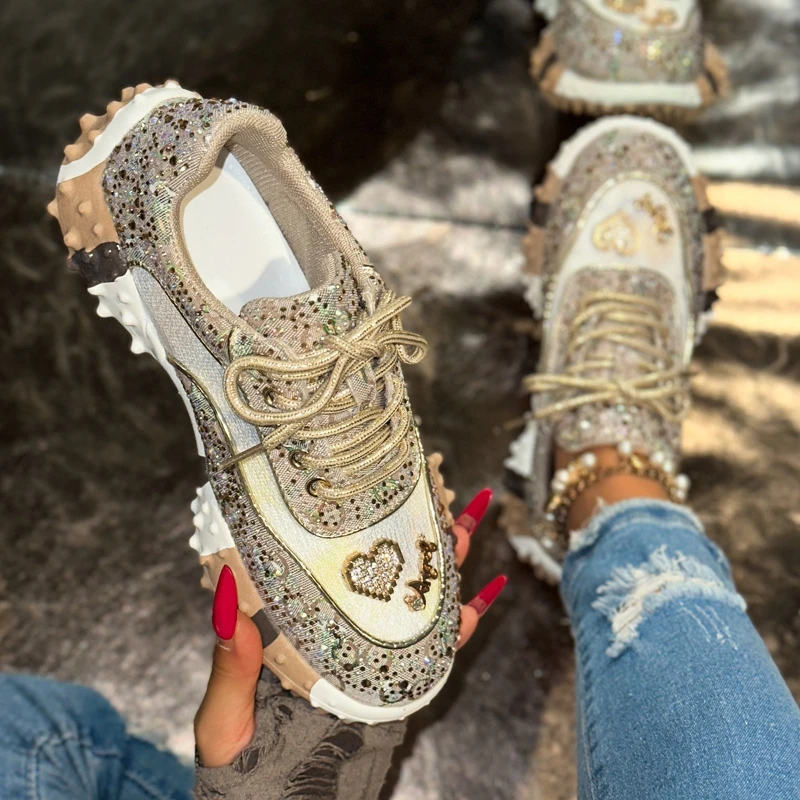 High Appearance Level Thick-soled Lace-up Rhinestone Fashionable, Versatile, Comfortable, Anti-slip and Breathable Women's Shoes
High Appearance Level Thick-soled Lace-up Rhinestone Fashionable, Versatile, Comfortable, Anti-slip and Breathable Women's Shoes