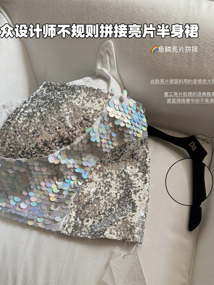 Women Silver A-line Mermaid Skirt 90s Vintage Y2k Mini Sequins Skirt Harajuku Korean Skirts 2000s Trashy Fashion Clothes Summer
Women Silver A-line Mermaid Skirt 90s Vintage Y2k Mini Sequins Skirt Harajuku Korean Skirts 2000s Trashy Fashion Clothes Summer
