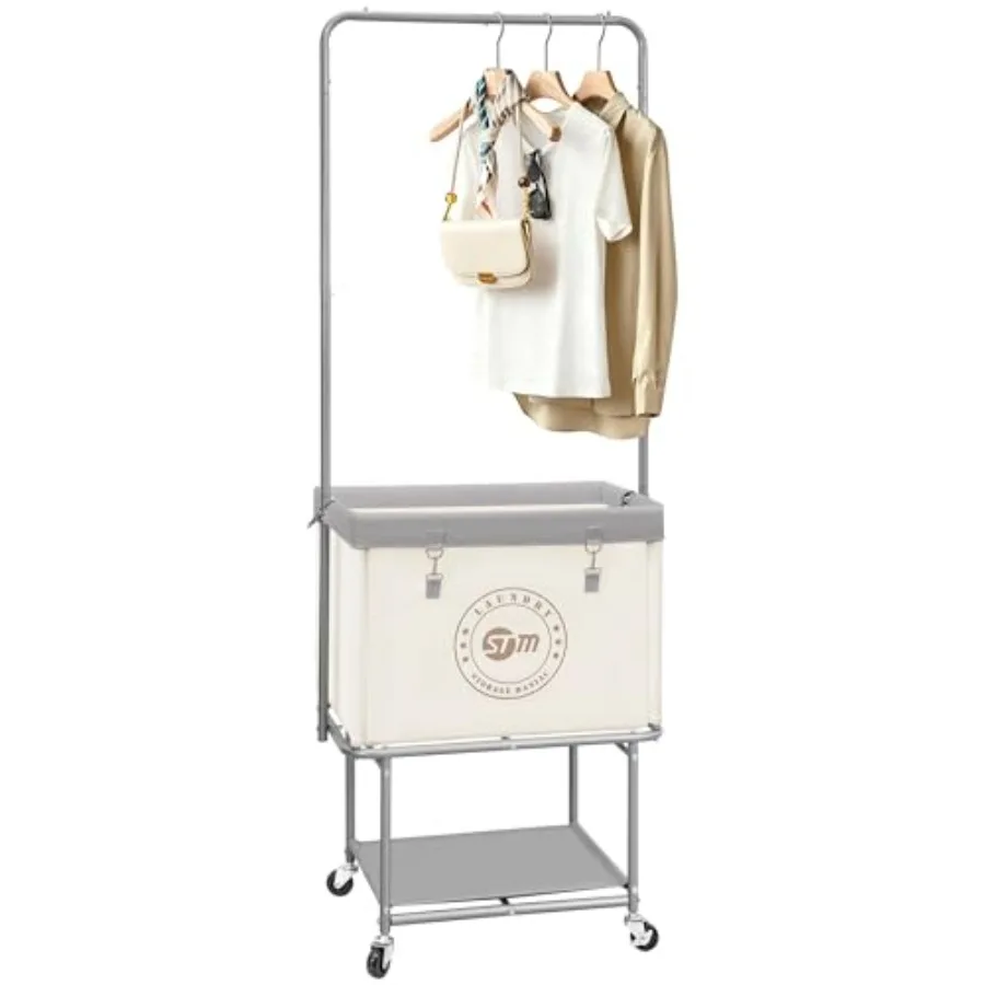 Rolling Laundry Cart with Hanging Bar and Storage Shelf 110L Heavy Duty Large Laundry Basket with Clothes Hanging Rod Study Clo
Rolling Laundry Cart with Hanging Bar and Storage Shelf 110L Heavy Duty Large Laundry Basket with Clothes Hanging Rod Study Clo