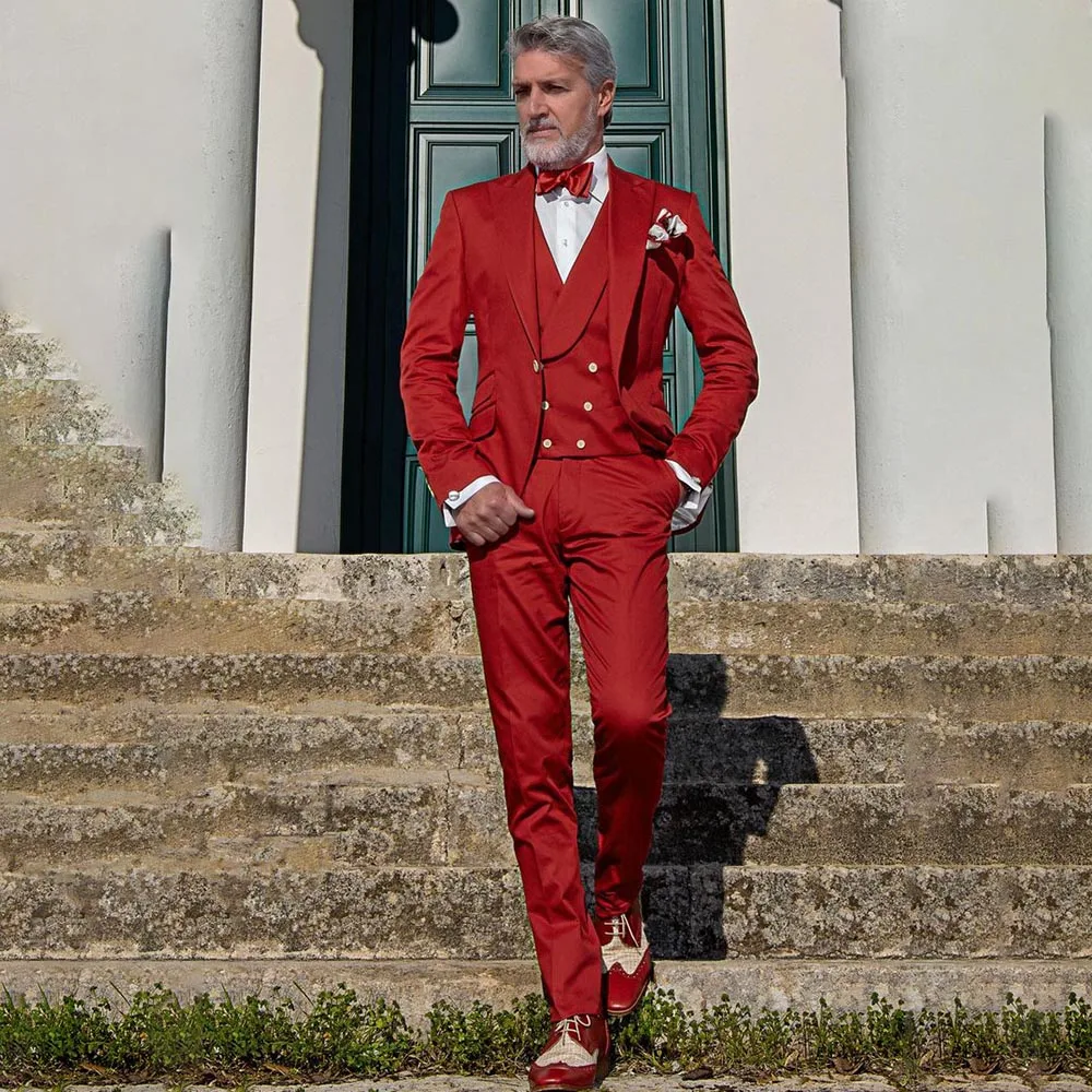 Luxury Red Men's Suits for Wedding 2026 Customzied One-Button Slim Fit 3 Piece Jacket Pants Vest High Quality Blazer Outfits
Luxury Red Men's Suits for Wedding 2026 Customzied One-Button Slim Fit 3 Piece Jacket Pants Vest High Quality Blazer Outfits