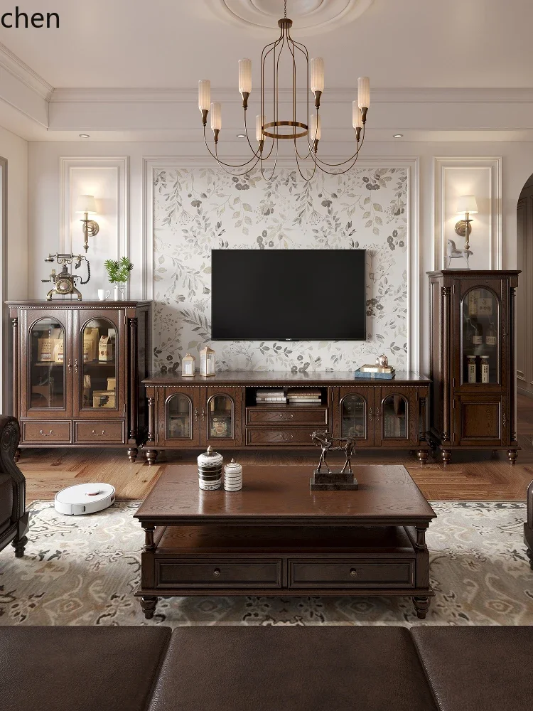 ZML Solid Wood TV Cabinet and Coffee Table Set Living Room Vintage Distressed Storage Floor Cabinet
ZML Solid Wood TV Cabinet and Coffee Table Set Living Room Vintage Distressed Storage Floor Cabinet