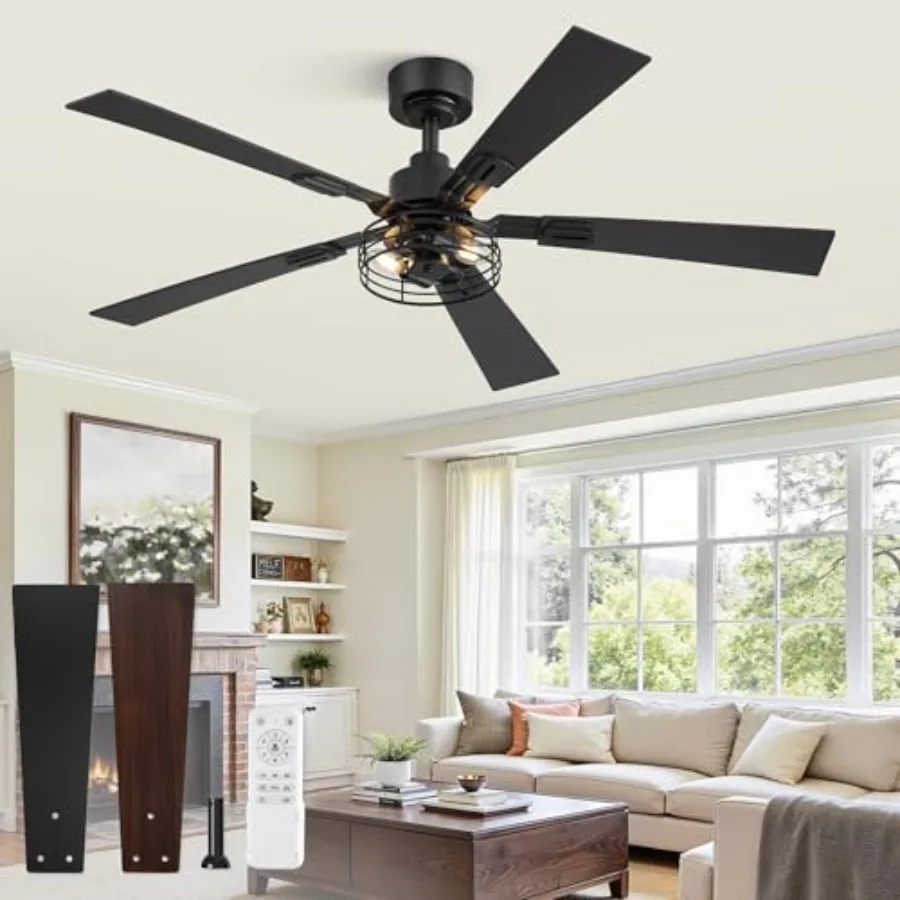 1 Pack Farmhouse 48 Inch Ceiling Fans with Lights, Black Industrial Caged Ceiling Fans for Bedroom Living Room, Double-Sided 5
1 Pack Farmhouse 48 Inch Ceiling Fans with Lights, Black Industrial Caged Ceiling Fans for Bedroom Living Room, Double-Sided 5