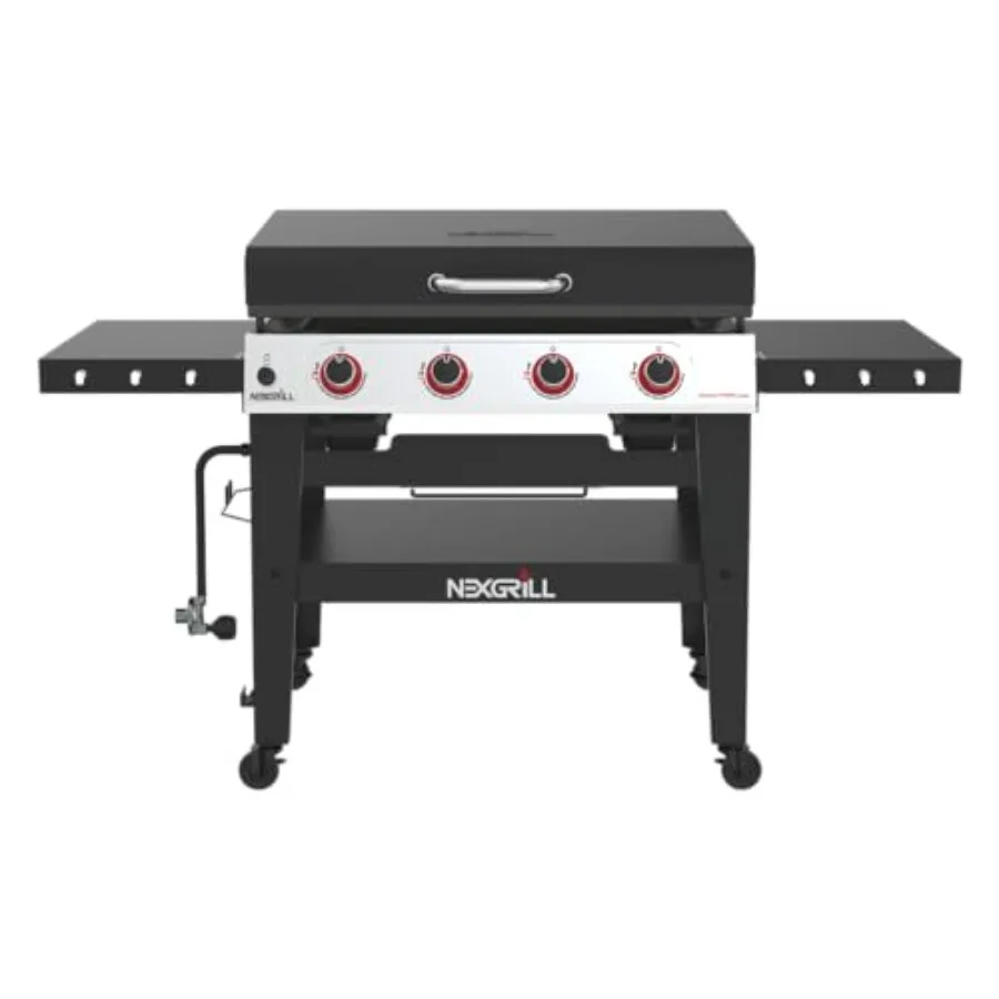 60000 BTU 4-Burner Propane Gas Griddle with Side Tables 756 SQ In Hot-Rolled Steel Cooking Surface Outdoor BBQ Grill Black/Silv
60000 BTU 4-Burner Propane Gas Griddle with Side Tables 756 SQ In Hot-Rolled Steel Cooking Surface Outdoor BBQ Grill Black/Silv