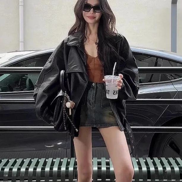 Women's Jacket Fall 2026 New Black Long Sleeve Pebble Faux Leather Jacket Motorcycle Style Personality Fashion
Women's Jacket Fall 2026 New Black Long Sleeve Pebble Faux Leather Jacket Motorcycle Style Personality Fashion