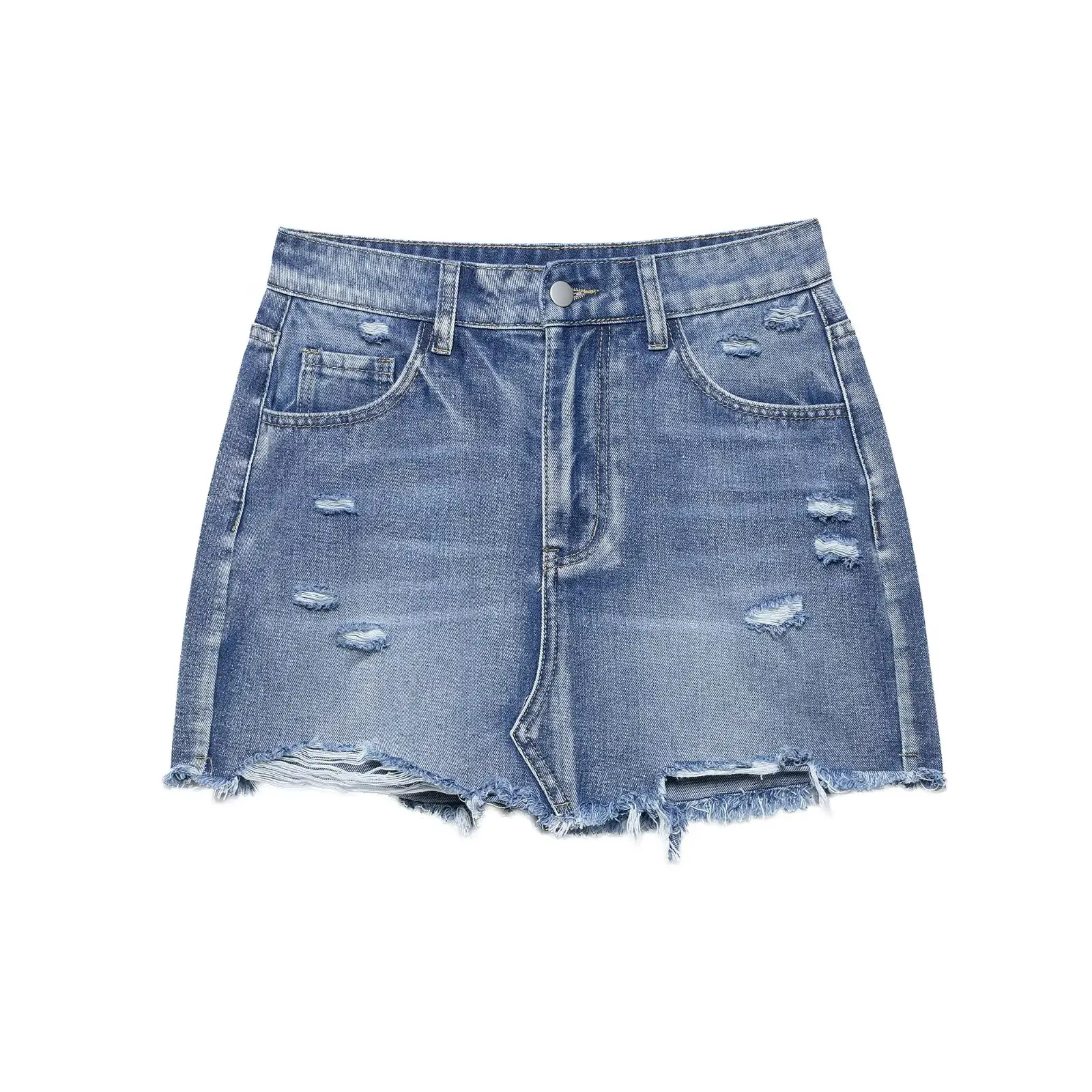 Women's new fashion Broken hole decoration slim casual versatile denim mini skirt retro high waisted zipper women's skirt
Women's new fashion Broken hole decoration slim casual versatile denim mini skirt retro high waisted zipper women's skirt