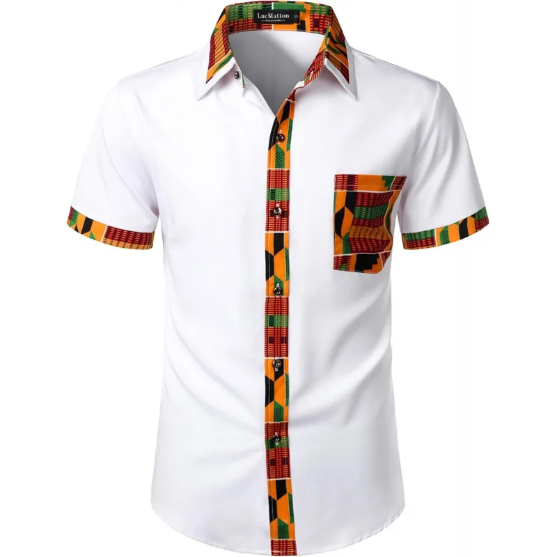 Men's Kente Print Short Sleeve Button Down Dress Shirt African Attire Tribal Graphic Dashiki Shirts
Men's Kente Print Short Sleeve Button Down Dress Shirt African Attire Tribal Graphic Dashiki Shirts