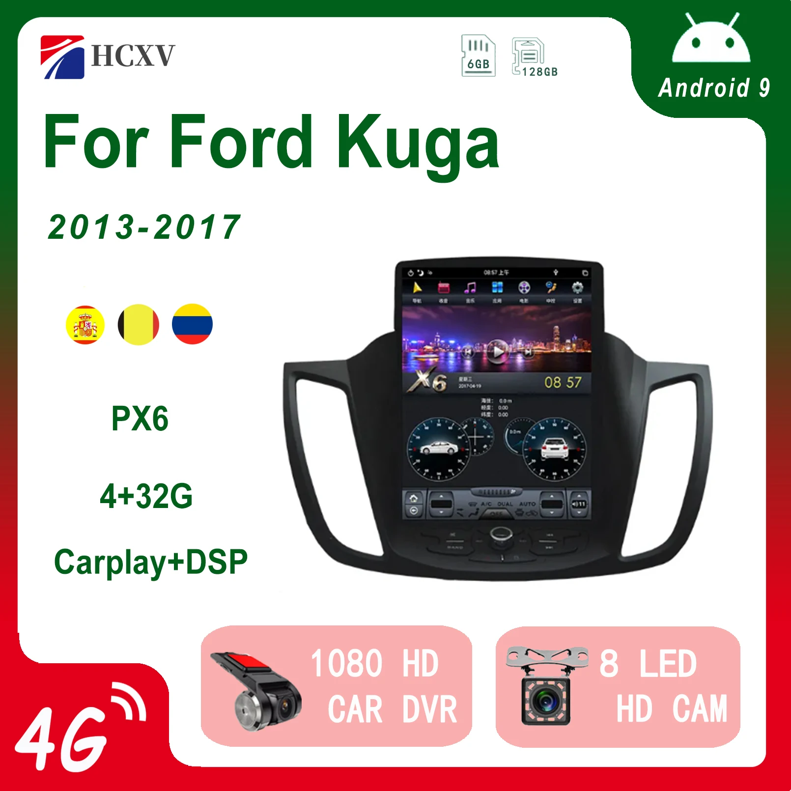 Автомобильный DVD-плеер Tesla styel, Android 11,0 PX6, GPS-навигация для Ford автомобильное Kuga, автомобильное радио, мультимедийный плеер, головное устройство dsp DAB +
Автомобильный DVD-плеер Tesla styel, Android 11,0 PX6, GPS-навигация для Ford автомобильное Kuga, автомобильное радио, мультимедийный плеер, головное устройство dsp DAB +