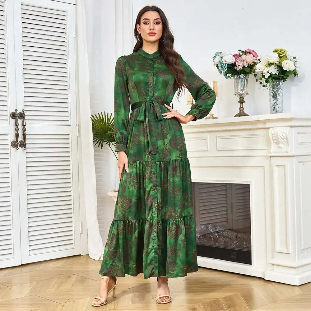 Summer New Muslim Robe Printed Green Dress Fashionable Loose Arab Women's Clothing Robe Abaya Ramadan Dubai Luxury Islam Elegant
Summer New Muslim Robe Printed Green Dress Fashionable Loose Arab Women's Clothing Robe Abaya Ramadan Dubai Luxury Islam Elegant