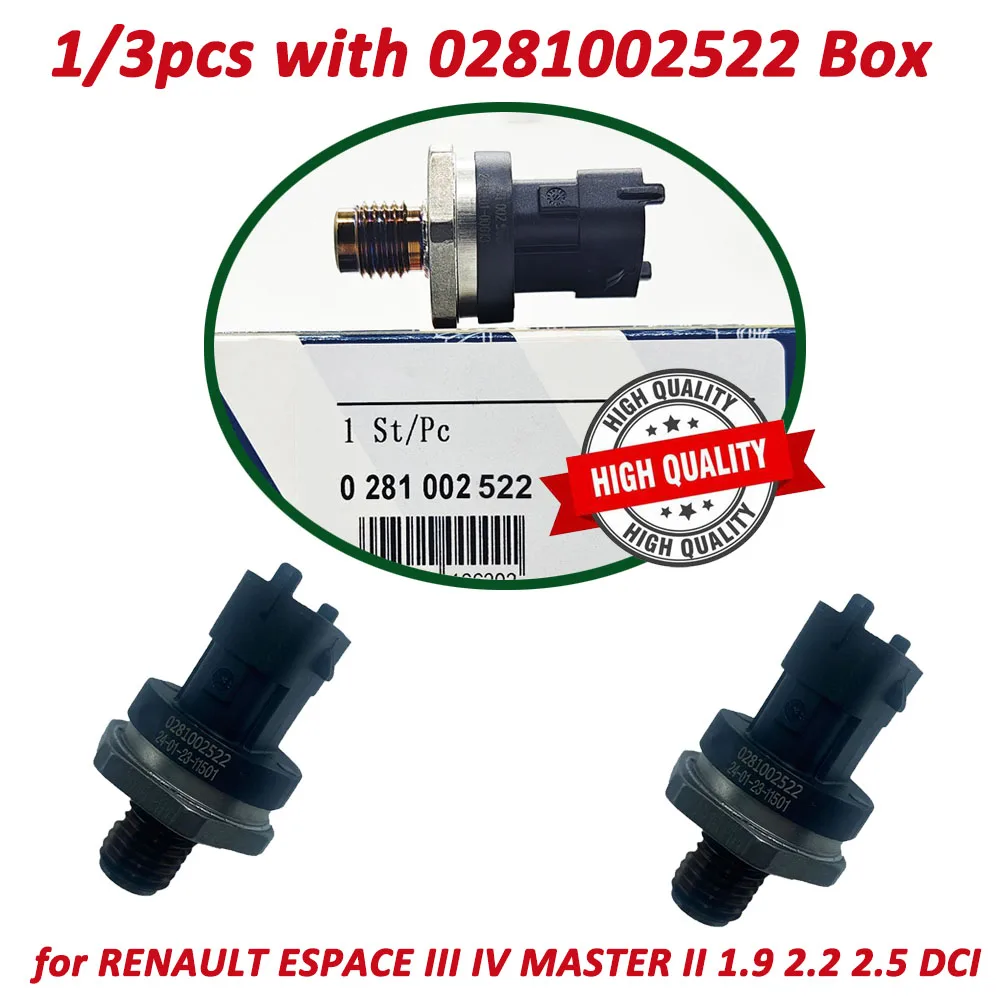 High Quality 1/3PCS Common Rail Fuel Pressure Sensor 0281002522 For Nissan Renault Espace III IV 0281002867 0281002405 281002522 
High Quality 1/3PCS Common Rail Fuel Pressure Sensor 0281002522 For Nissan Renault Espace III IV 0281002867 0281002405 281002522