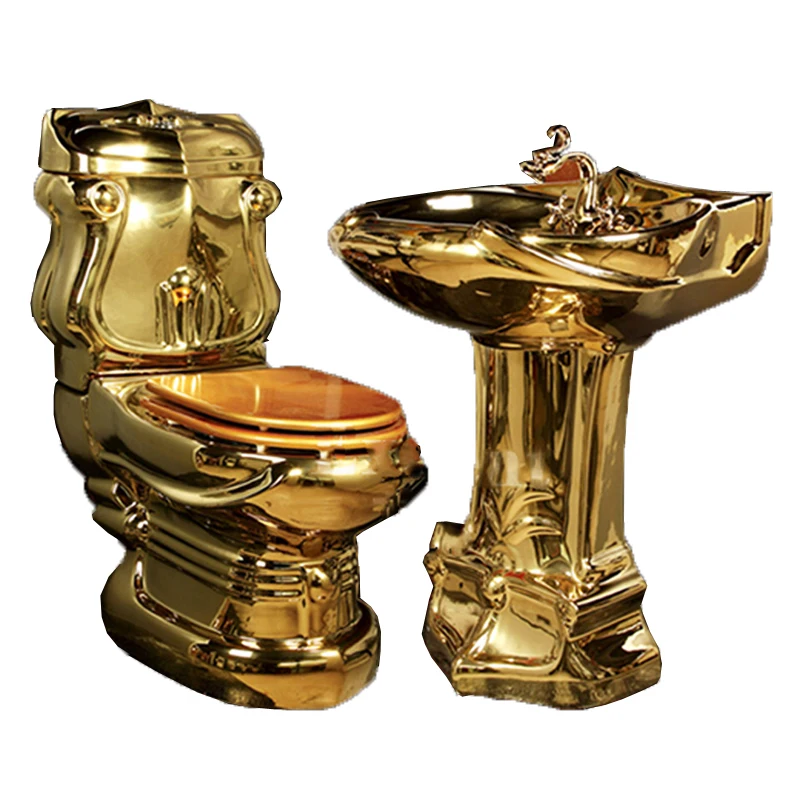 Сантехника для ванной комнаты в западном стиле Wares QY-913PTA Роскошный золотой унитаз с раковиной, набор позолоченных унитазов
Сантехника для ванной комнаты в западном стиле Wares QY-913PTA Роскошный золотой унитаз с раковиной, набор позолоченных унитазов