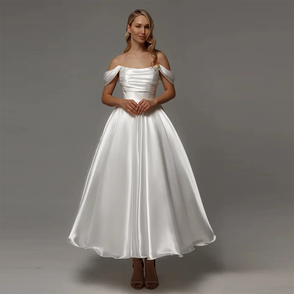 DLASSDRESS Customized Vestidos de Novia Midi Satin Wedding Dresses Off Shoulder Sleeveless A-Line Tea-Length Civil Bride Gown
DLASSDRESS Customized Vestidos de Novia Midi Satin Wedding Dresses Off Shoulder Sleeveless A-Line Tea-Length Civil Bride Gown